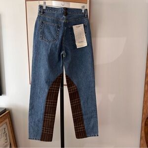 Women's Straight Leg Jeans with Brown Accents